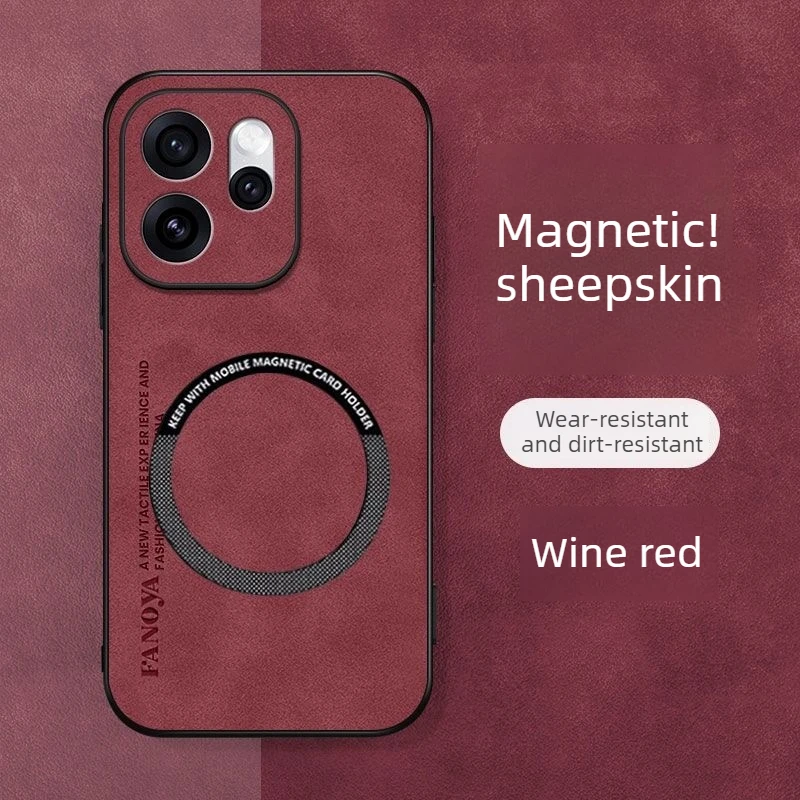 حافظة كلاسيكية من جلد الغنم لهاتف OPPO Reno 15 Pro Max 14 F/FS Pro A6 Pro 4/5G غطاء ممتص للصدمات مغناطيسي مضاد للسقوط