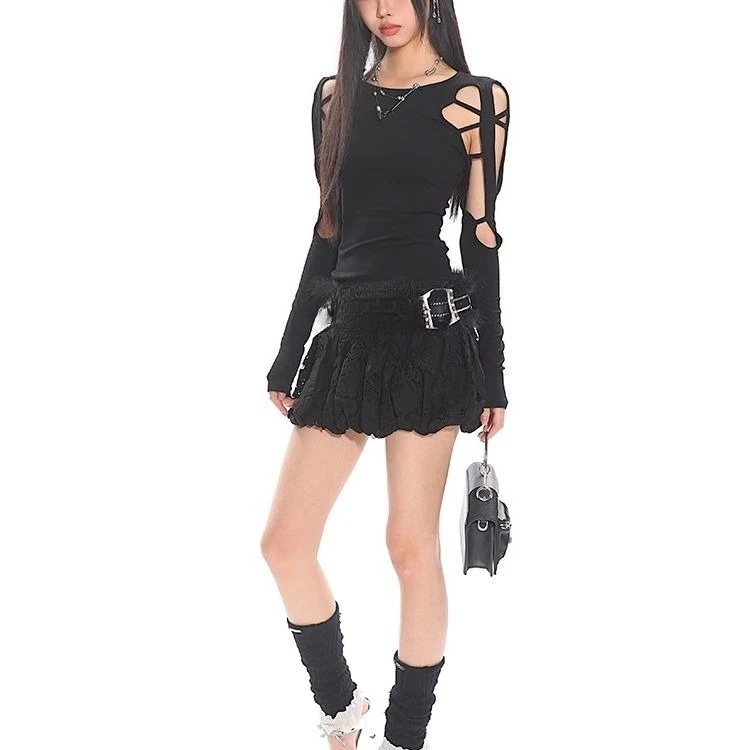 Retro Punk Rockผู้หญิงเสื้อยืดHarajuku Y2K Gothic Subculture Streetwear Vintage Distressed Top Designพิมพ์Teesแฟชั่นChic