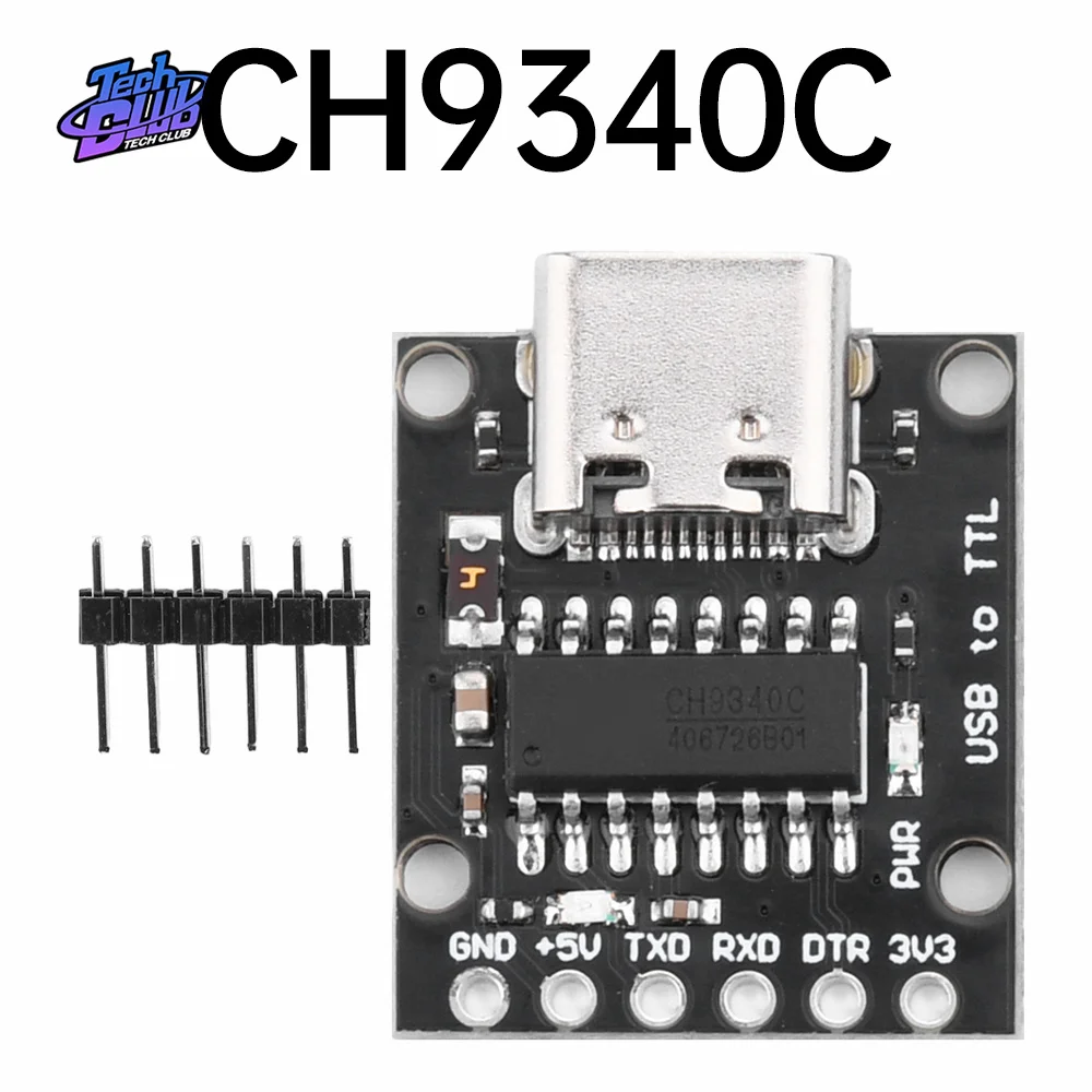 USB to TTL Serial Converter 5V/3.3V Alternative CH340 /CH9340C Module TYPE-C Interface Connector Power Supply