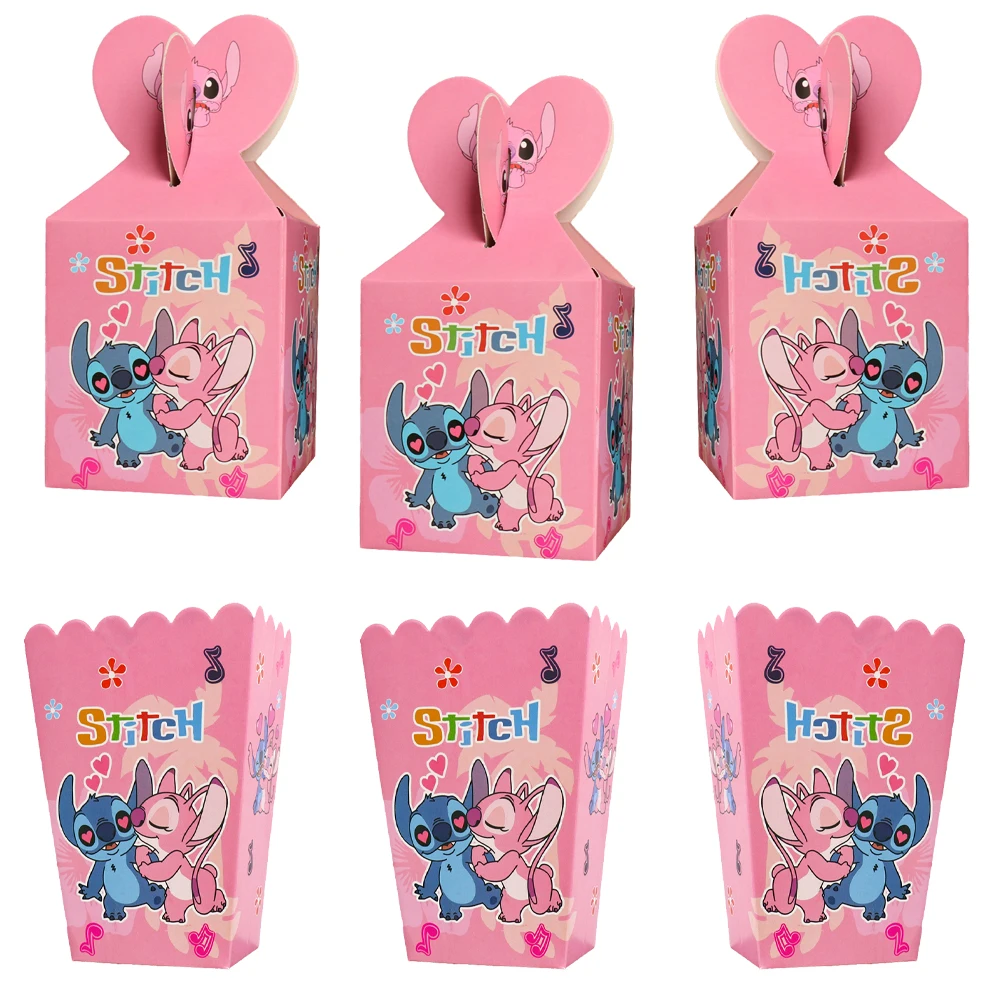 

6pcs/12pcs/18pcs Miniso Pink Stitch Star Baby Popcorn Box Candy Box Birthday Party Decoration Supplies Baby Shower Supplies