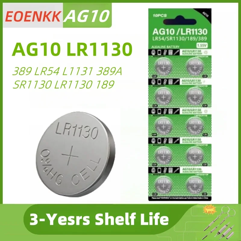 

2-50PCS AG10 SR1130 LR1130 189 Alkaline Button Pilas Batteries 389 LR54 L1131 389A 1.5V Coin Cell For Clock Watch Battery