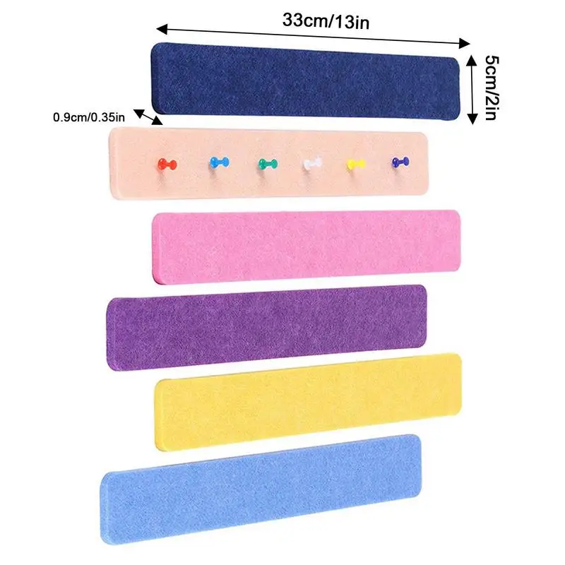 Felt Pin Boards For Walls Bulletin Board Thick Self Adhesive Cork Boards 6pcs Lightweight Felt Strips For Classroom Cubicle