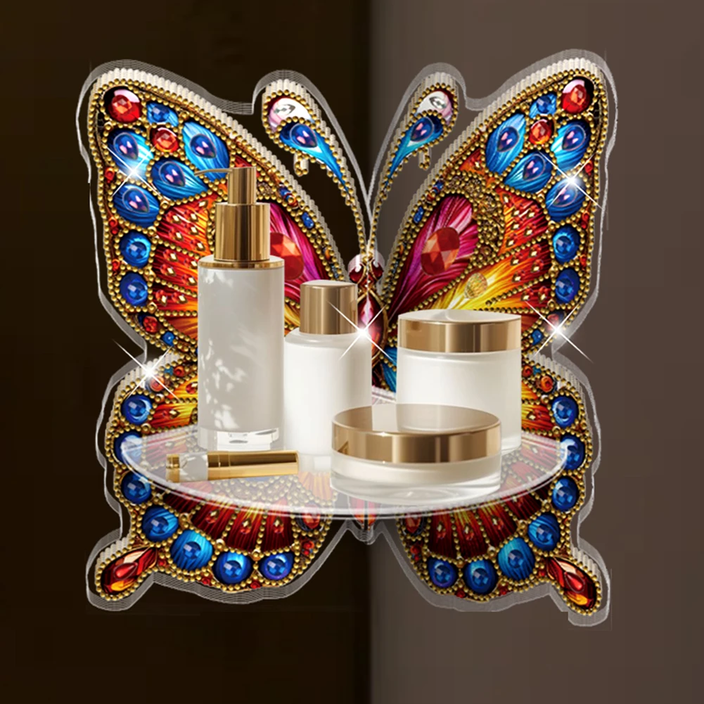 Scaffale angolare per pittura con diamanti a forma di farfalla, espositore angolare in acrilico con diamanti artistici per la decorazione della stanza