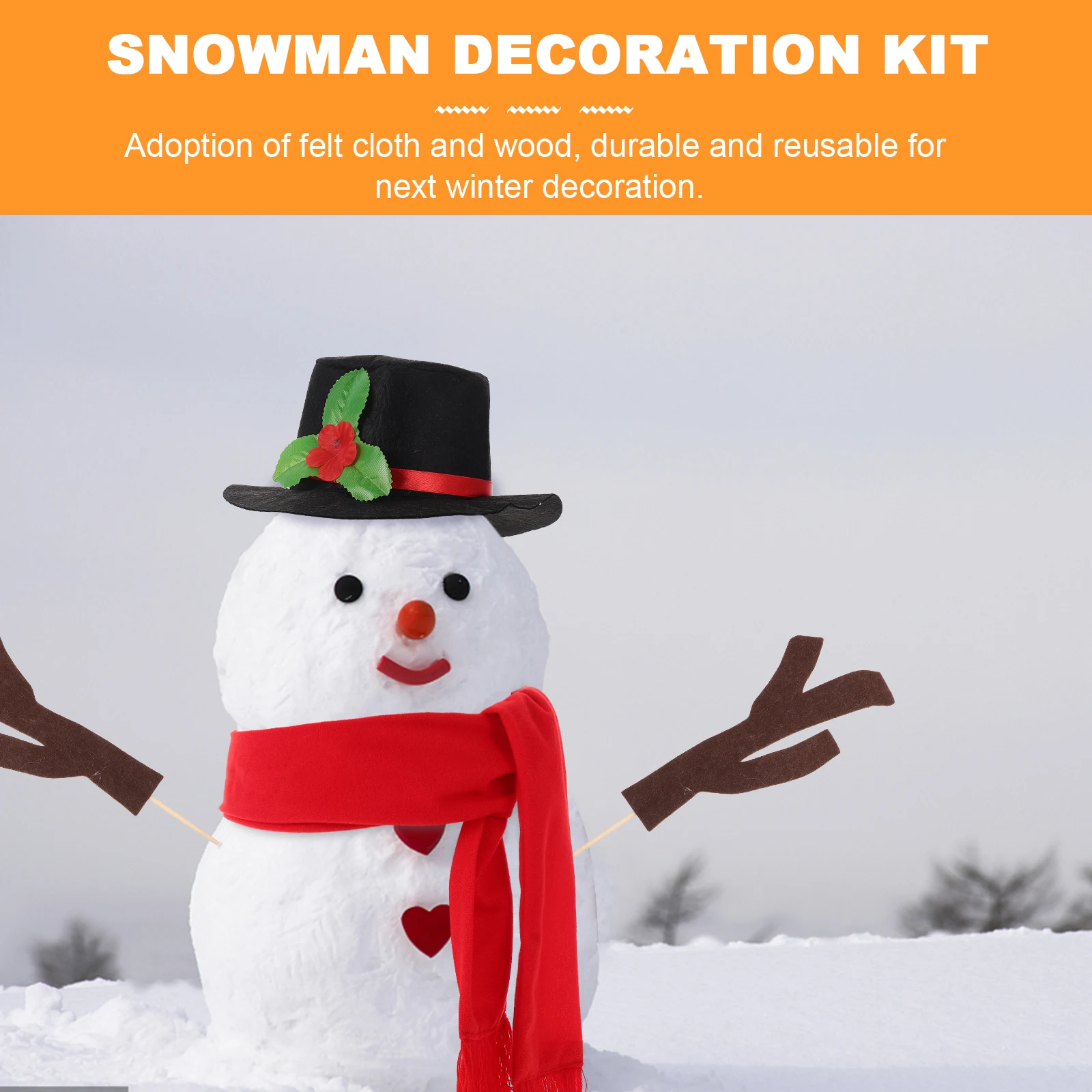 

1 set Snowman Hat Scarf Set Reusable Christmas Decor Props DIY Kit Outdoor Xmas Toys for Kids Making Figures