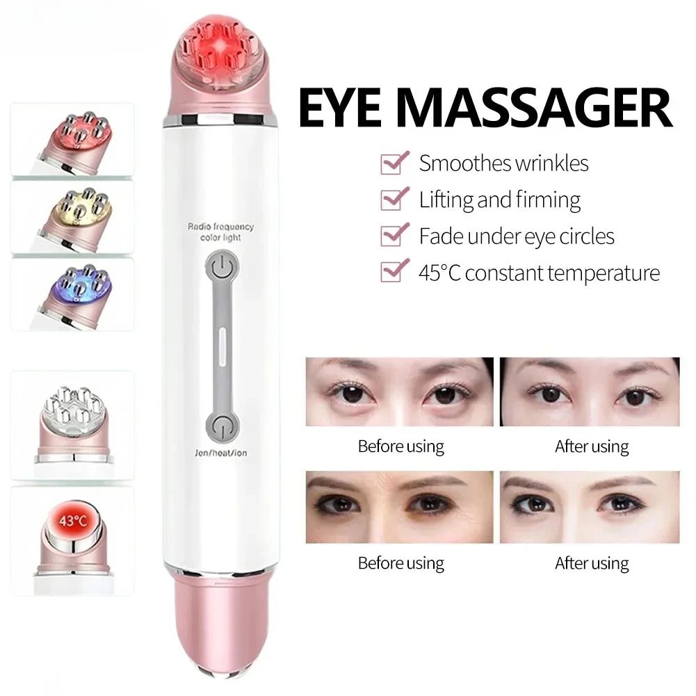 Microcurrent Electric Eye Massager Eye Skin Lift Anti Age Wrinkle EMS Vibration 45℃ Hot Massage Relax Eyes Remove Dark Circles