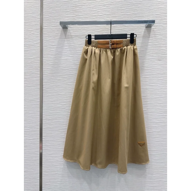 

Haoshen Spring Summer 2026 New Embroidered Letter Half Skirt A-Line Loose Fit High Waist Silk-Like Three-acetate Fiber Skirt