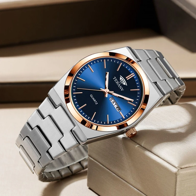 Men's Watch, Steel Belt Non-Mechanical Luminous Calendar Quartz Watch