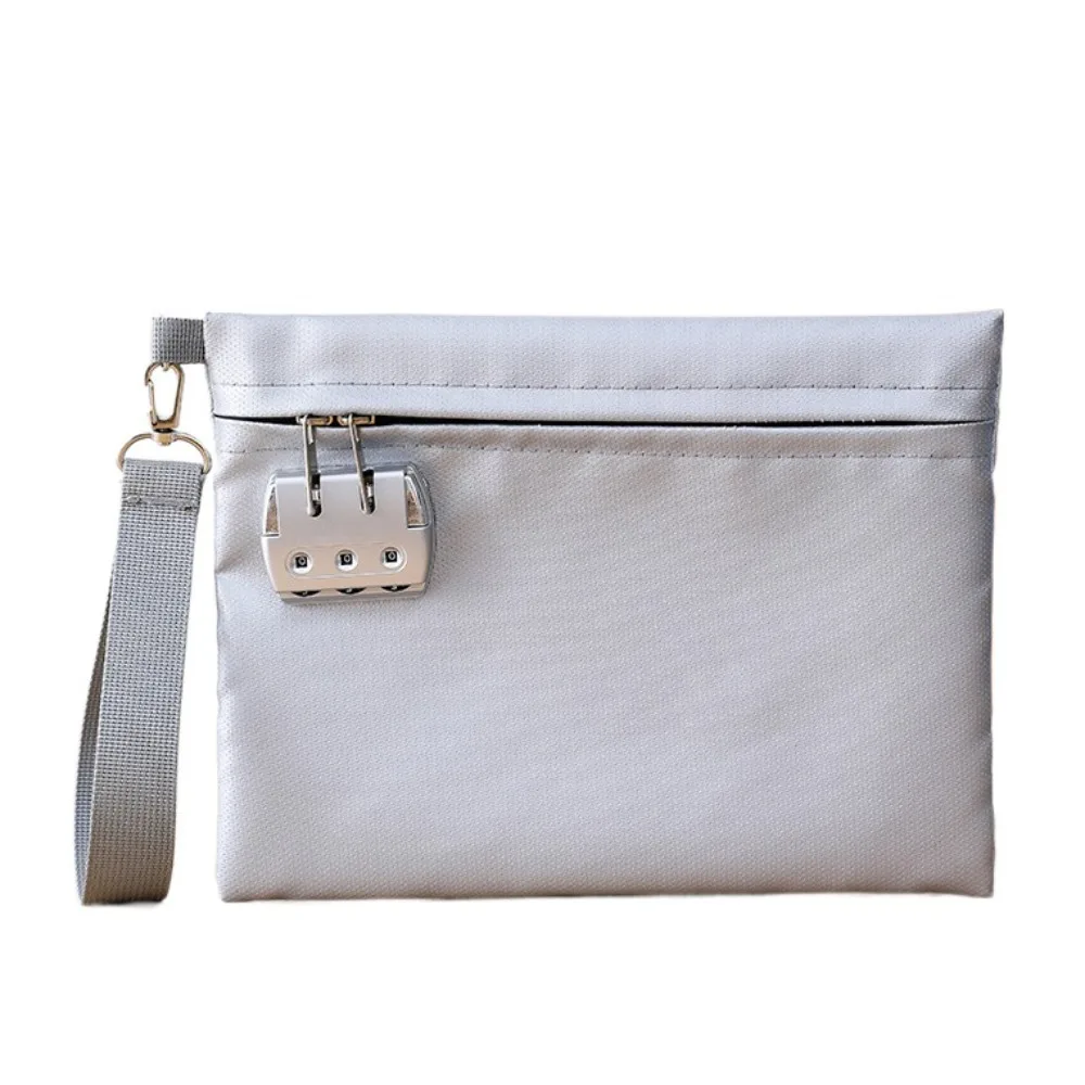 

Fireproof Code Lock Fireproof Document Bag Heat-resistant Waterproof Safety File Folder Portable with Lock Zipper Document Pouch