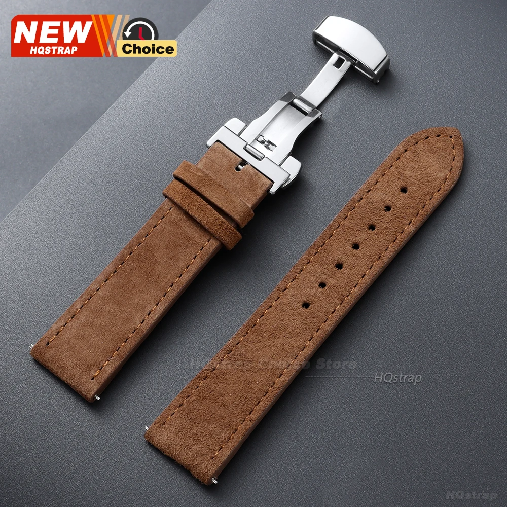 Butterfly Clasp Suede Strap for Omega Watch Band