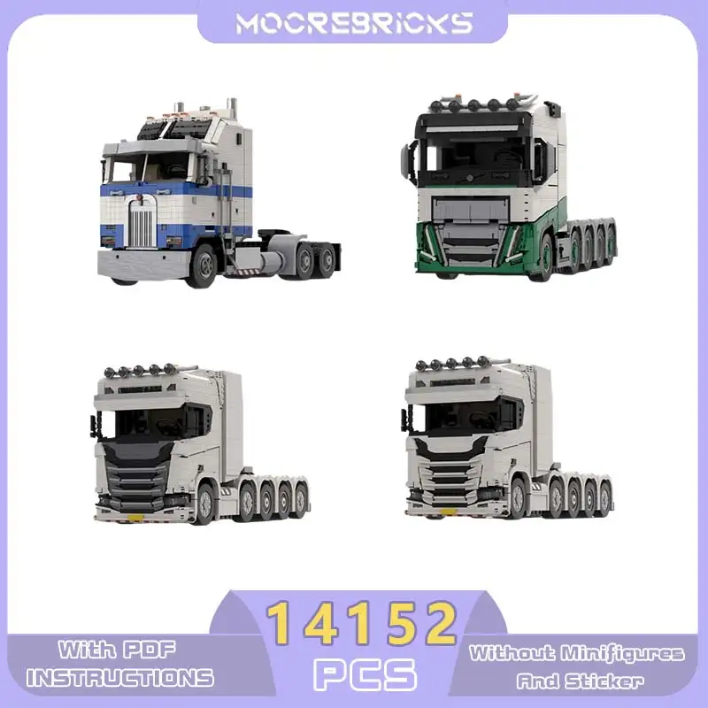 Classic Motor Machine Tractor K100 6X4 Semi Truck 10x4Tractor DIY Car MOC Building Blocks Sets Assembly Model Bricks Toys