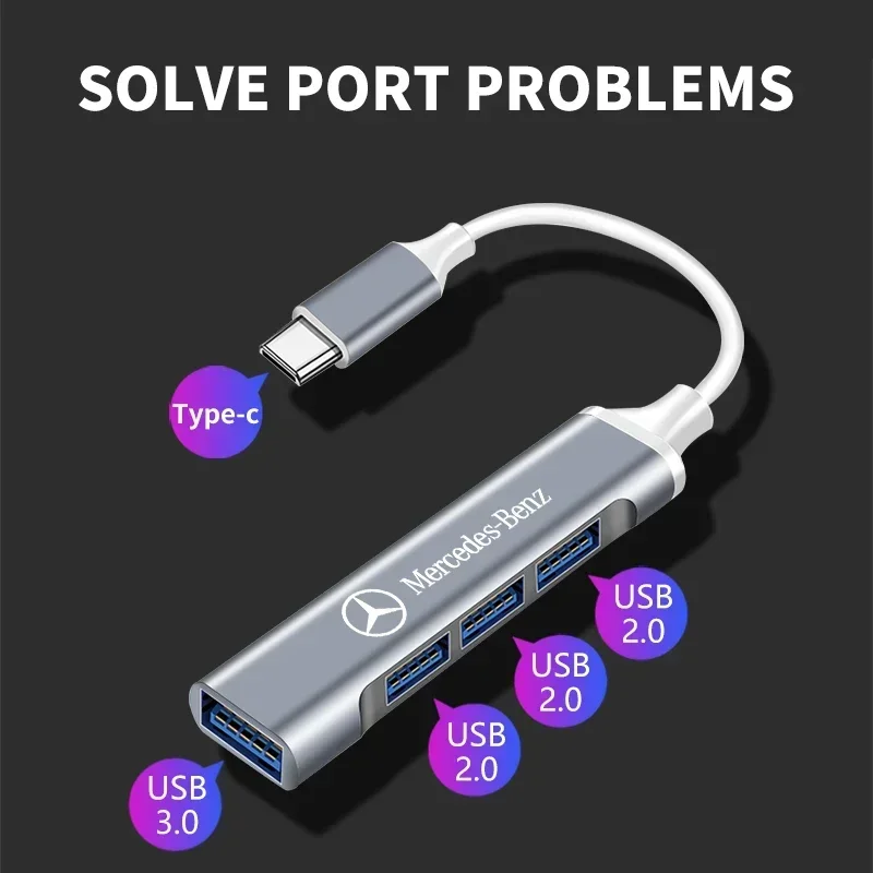 Cavo di alimentazione per caricabatterie USB per auto Type-C Hub adattatore USB 3.0 per Mercedes Benz C180 C200 C260 C300 W108 W124 W126 W140 W168 W169