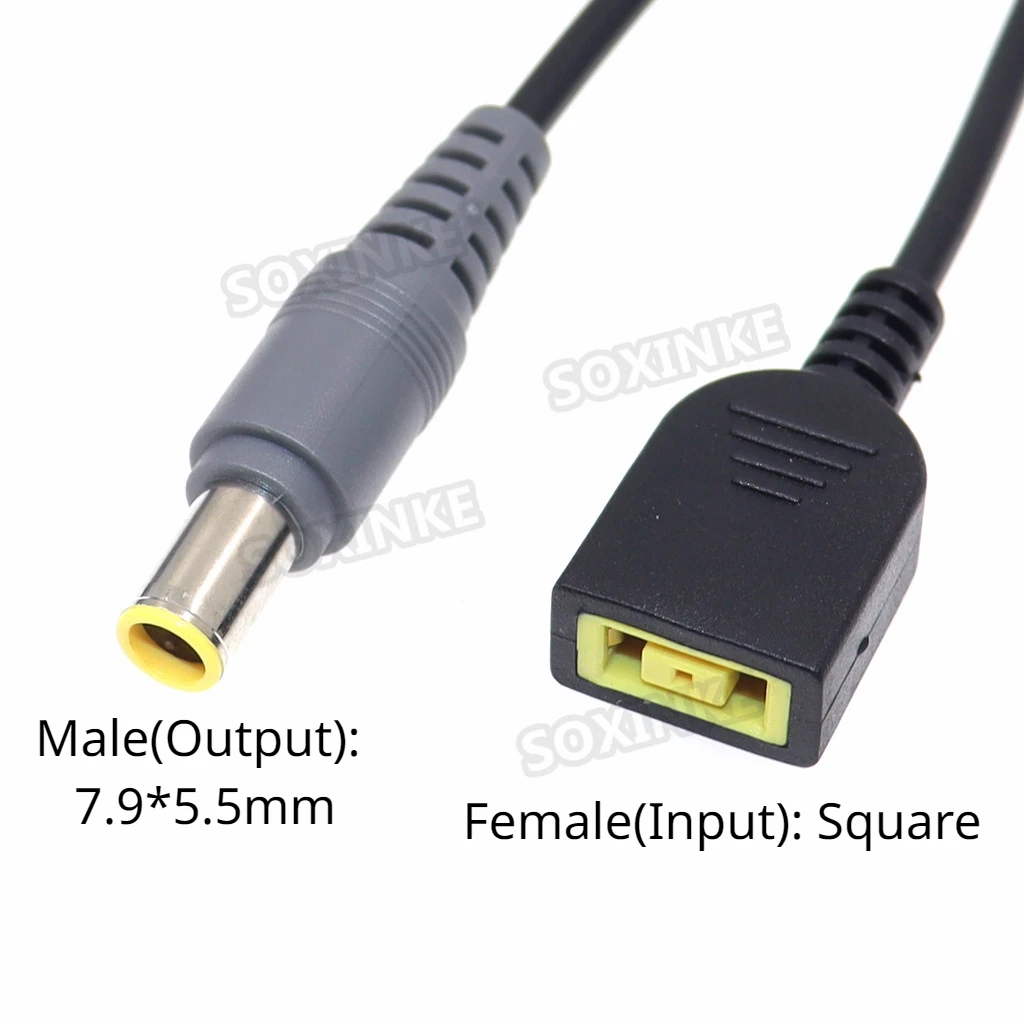 Vierkant Vrouwelijk Naar 5.5c2.1/7.9X5.5/4.0X1.7Mm Dc Mannelijke Jack Plug Power Converter Adapter Kabel Voor Lenovo Thinkpad Laptop 15Cm