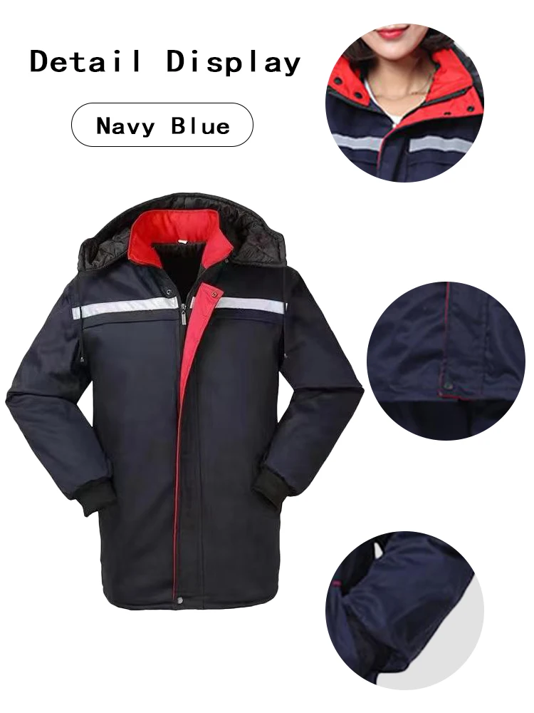 بدلة عمل شتوية عاكسة قابلة للفصل معطف معزول حراري لمحلات إصلاح البناء ملابس عمل متعددة المشاهد