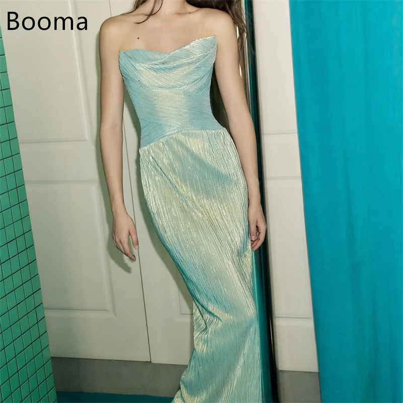 

Booma Mermaid Shiny Strapless Women Prom Formal Gowns for Women Pleat Sleeveless Evening Dress Dresses Simple Customized 2025