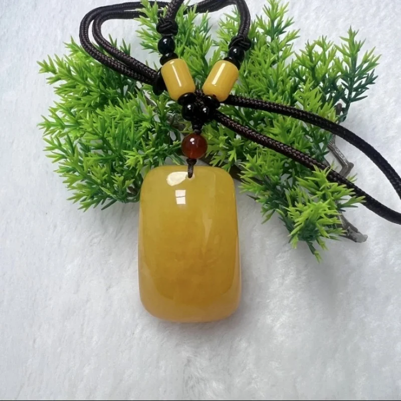 

Factory Direct Natural Amber Chicken Fat Yellow Plain Pendant Necklace, Genuine Honey Amber Jewelry For Women Men