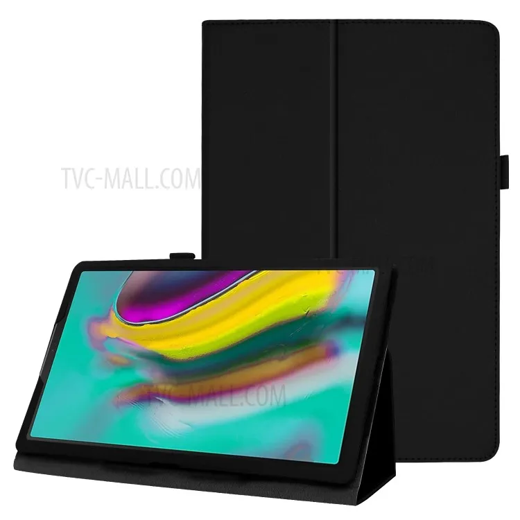 

Litchi Texture Leather Case for Samsung Galaxy Tab A 10.1 (2019) Scratch Resistant Dual-fold Stand Flip Tablet Cover with Elasti