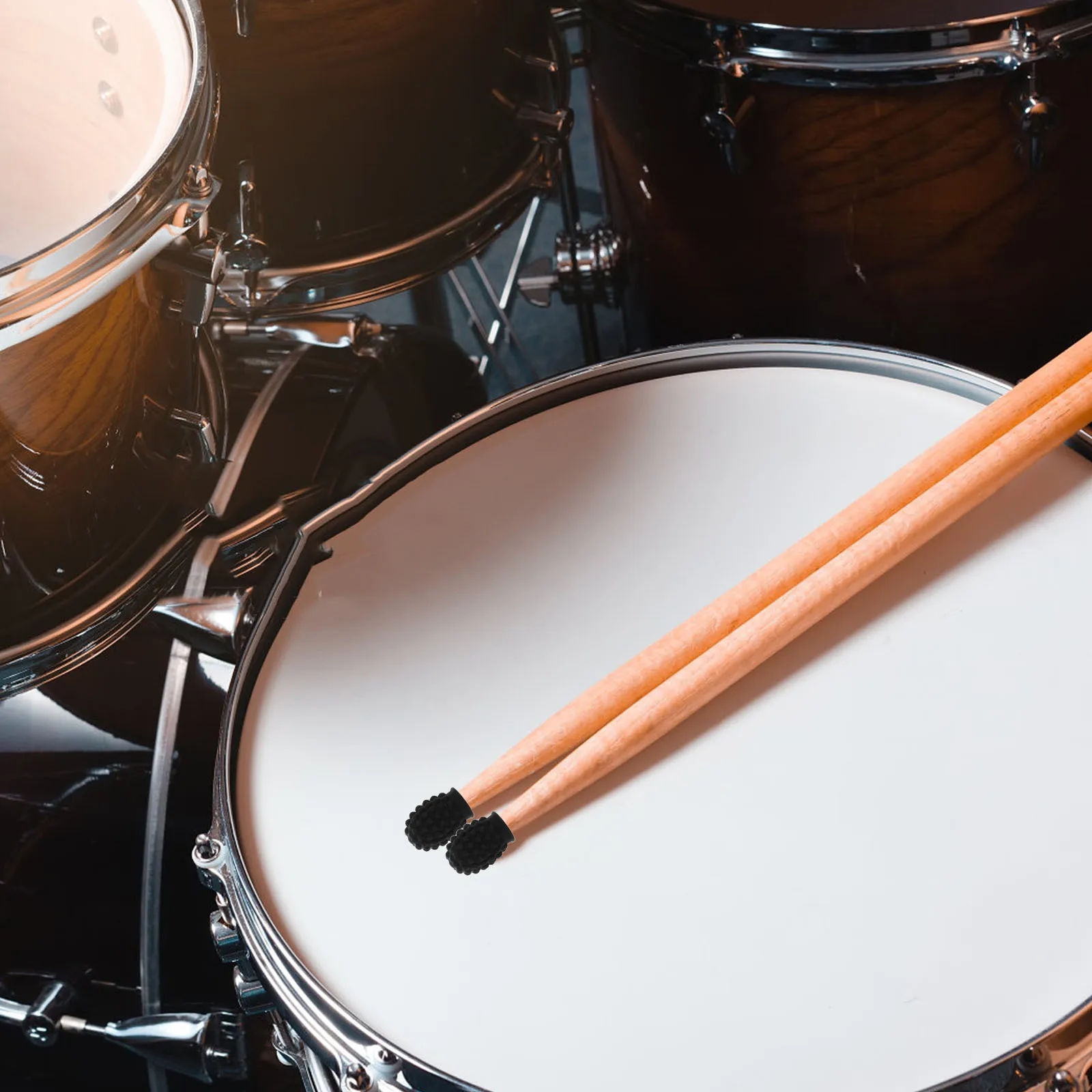 

2pcs Drumstick Head Covers Silicone Mute Protectors For Quiet Practice Noise Reduction Drumstick Replacement Tips Percussion