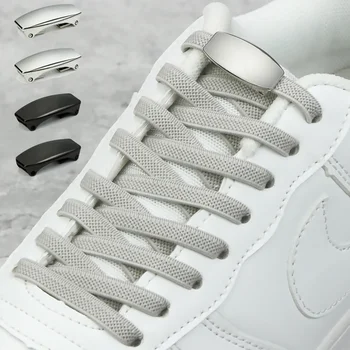 1 par de cordones elásticos sin cordones con cierre de Metal, zapatillas de deporte perezosas sin cordones para zapatos, zapatillas de deporte para niños y adultos, cordones con bloqueo de Metal, cuerdas para zapatos