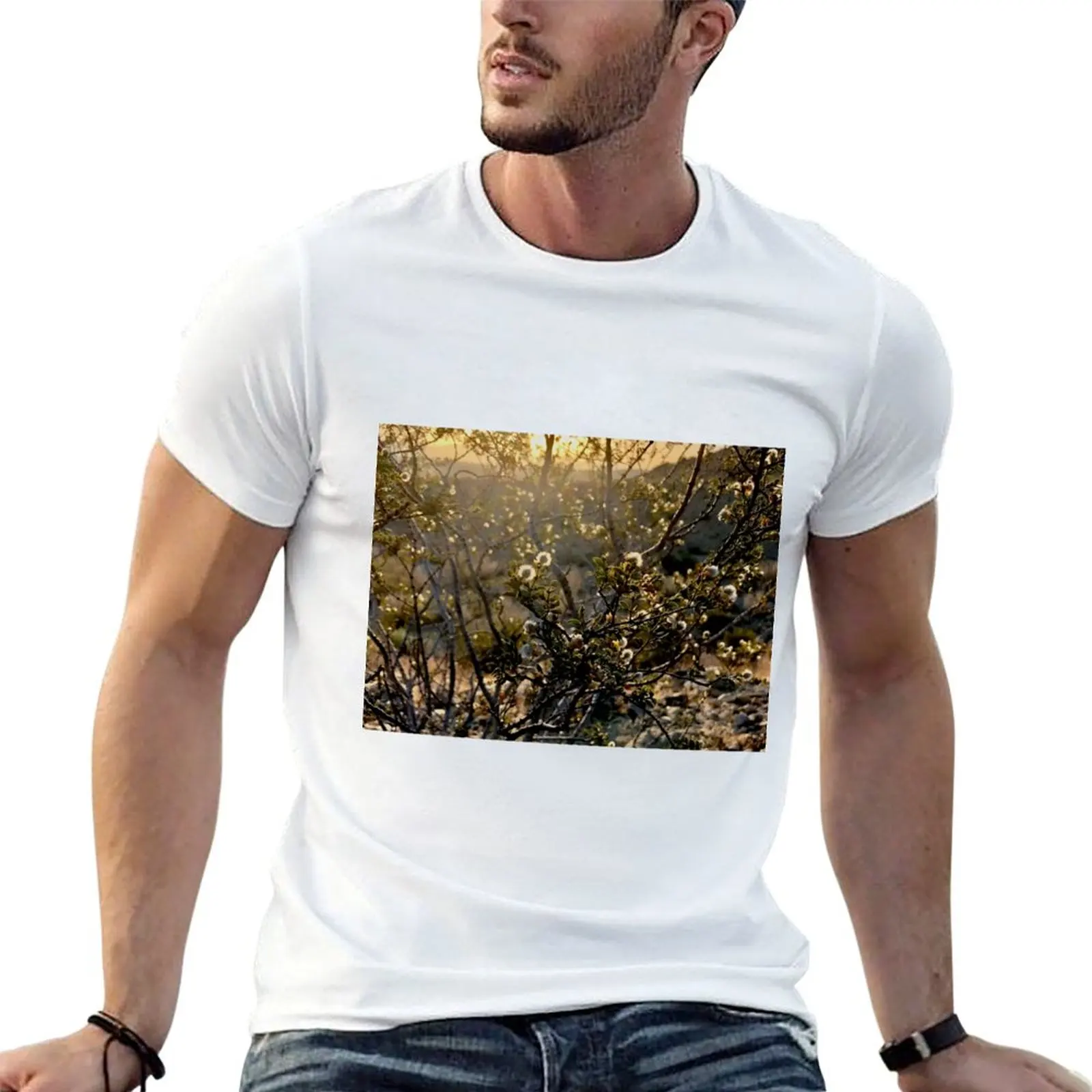 

man brand t cotton casual t Creosote shirt T-Shirt shirt luxury men Sun Desert Bush Through 100%