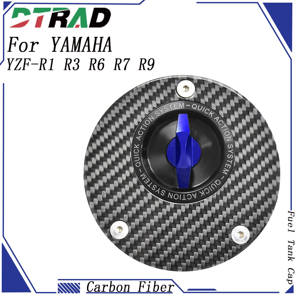 

2025-2026 For YAMAHA YZF-R3 YZF-R6/S YZF-R7 YZF-R1 R9 Motorcycle Crbon Fiber Locking Quick Release Fuel Tank Cap Oil Gas Cover