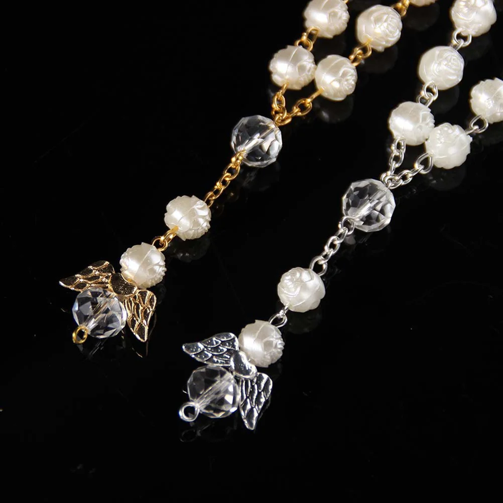 

12Pcs Stylish Acrylic Bracelet Rose Shape Beads Love Angel Wing Design Birthday Party Gift Creamy White Acrylic Bracelet