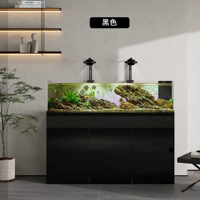 

Original ecological stream tank pebble landscaping goldfish tank living room ultra-white glass bottom filter fish tank