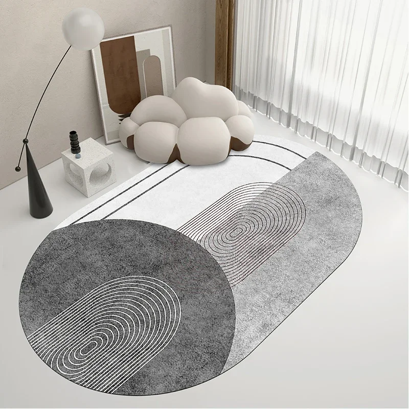 Nordic Geometric Anti-Slip Oval Carpet, Living Room, Sofa, Coffee Table, Bedroom, Large Area, Bedside Rugs, Kitchen, Mats