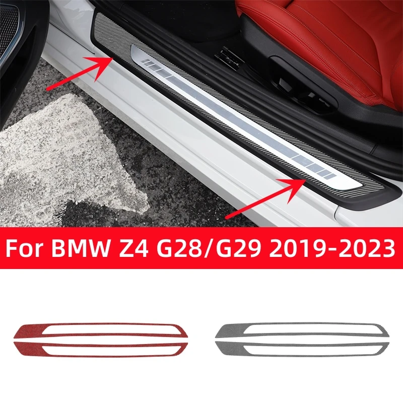 For BMW Z4 Series G28 G29 2019-2023 Carbon Fiber Accessories Interior Car Threshold Strip Outer Frame Trim Cover Decoration