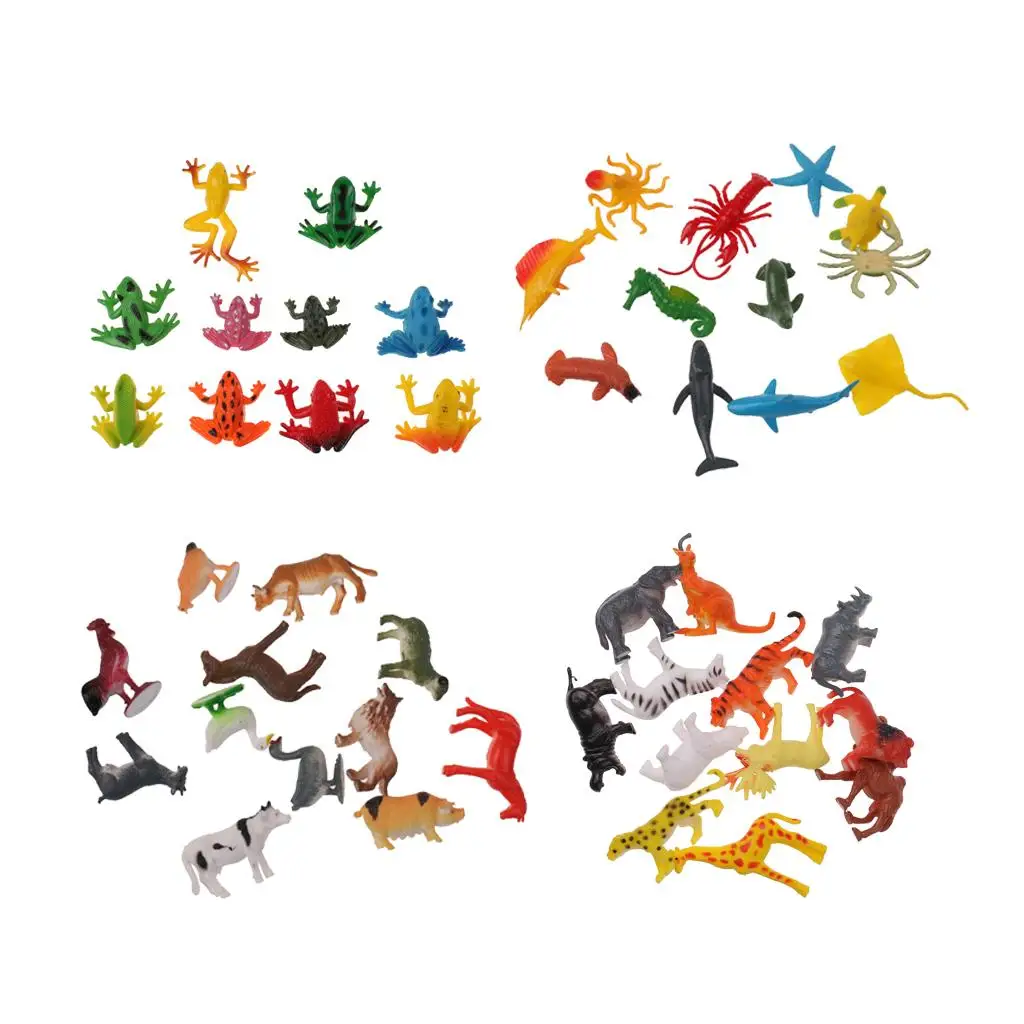 46pcs Plastic Zoo Wild Farm Animals Model Figures Kids Toys Party Favors Gifts