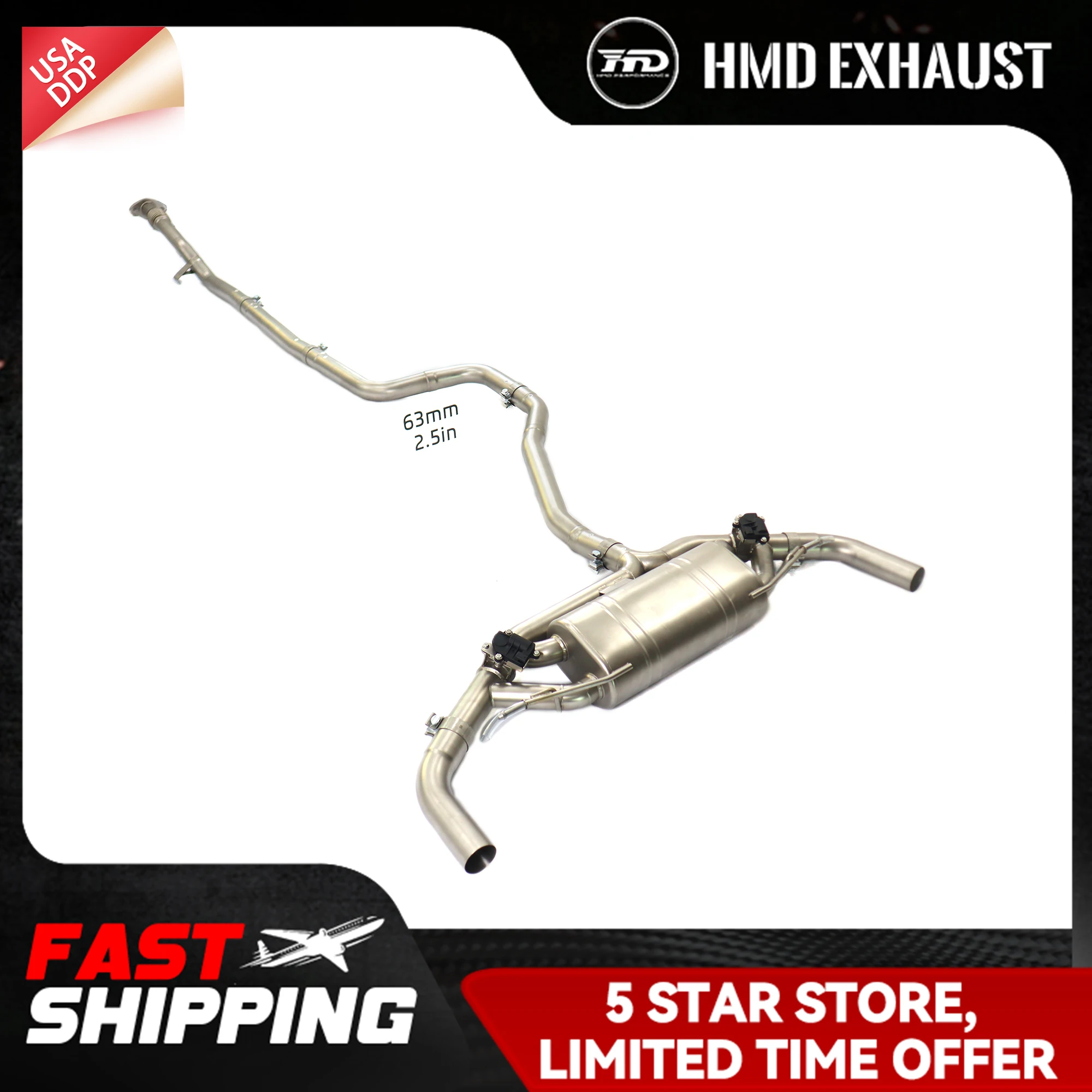 

HMD SS304 Catback for Mercedes Benz A200 W177 1.3T Exhaust Direct bolt-on installation Electronic valve