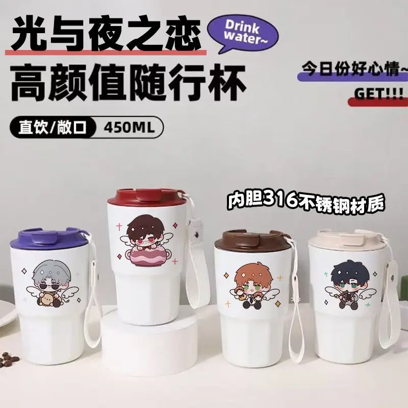 

Light and Night Anime 2025 Game Cos Evan Sariel Osborn Jesse Charlie Unisex 450ml Q-version Print Portable Coffee Cup Gift
