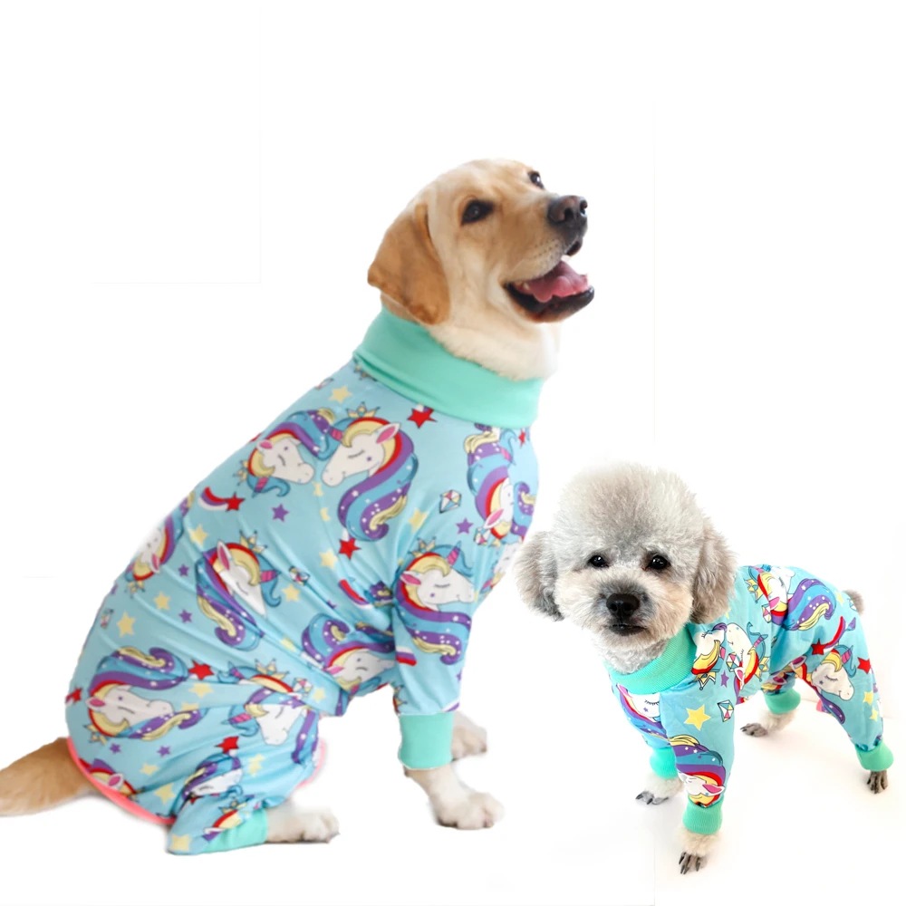 2024 New Dog Jumpsuit Prevent Shedding Hair Dog Onesie Surgery Recovery Suit Cute Unicorn Print Dog Clothes For Home And Outside