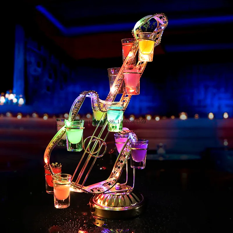 

Bar Creative Violin Luminous Cup Holder KTV High-end Cocktail Wine Holder New Modeling One Wine Glass Holder