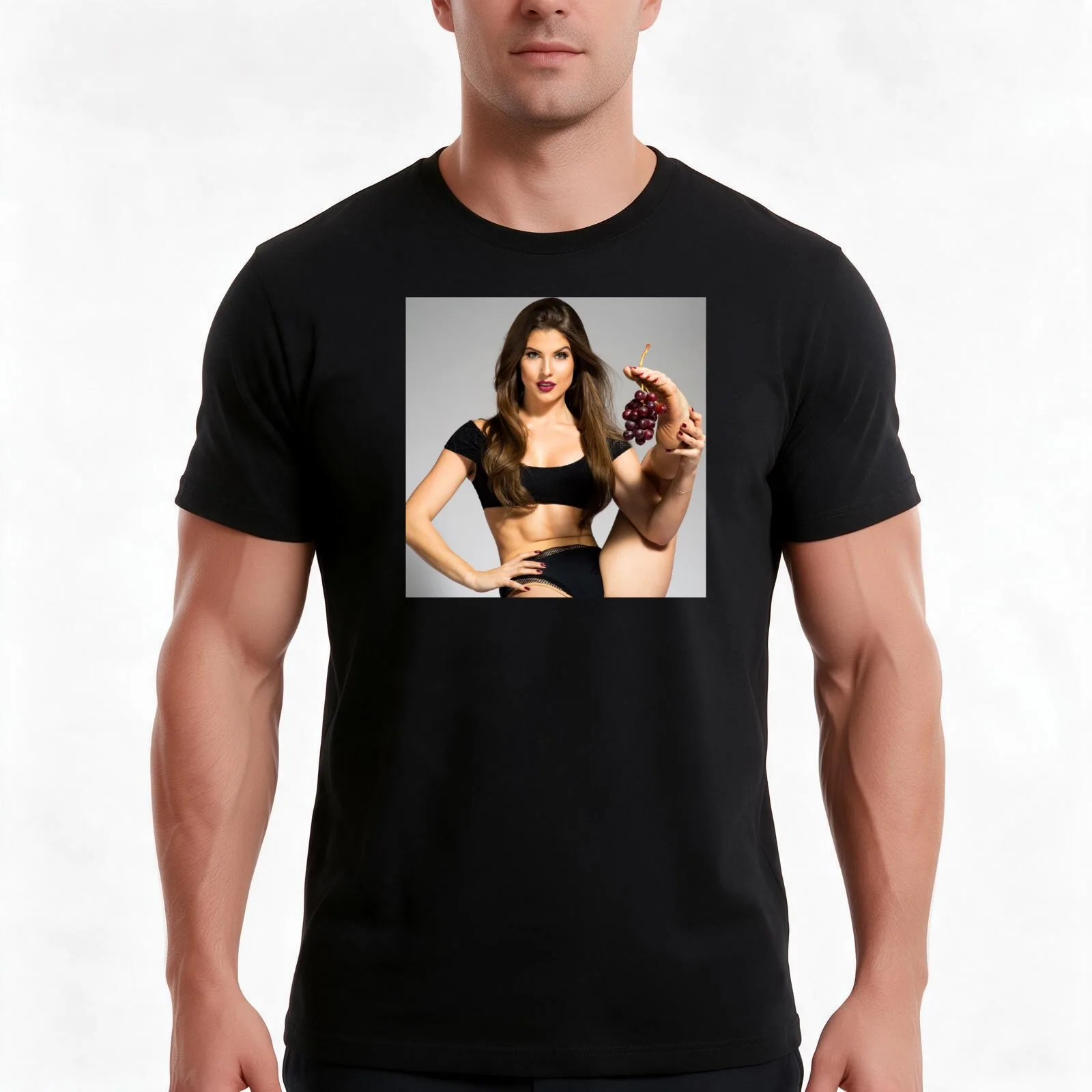 She Feed Me Grapes'' T-Shirt, Summer Casual Cotton Tee, Oversized Streetwear Tops, Vintage Graphic Print, Loose Fit Short Sleeve
