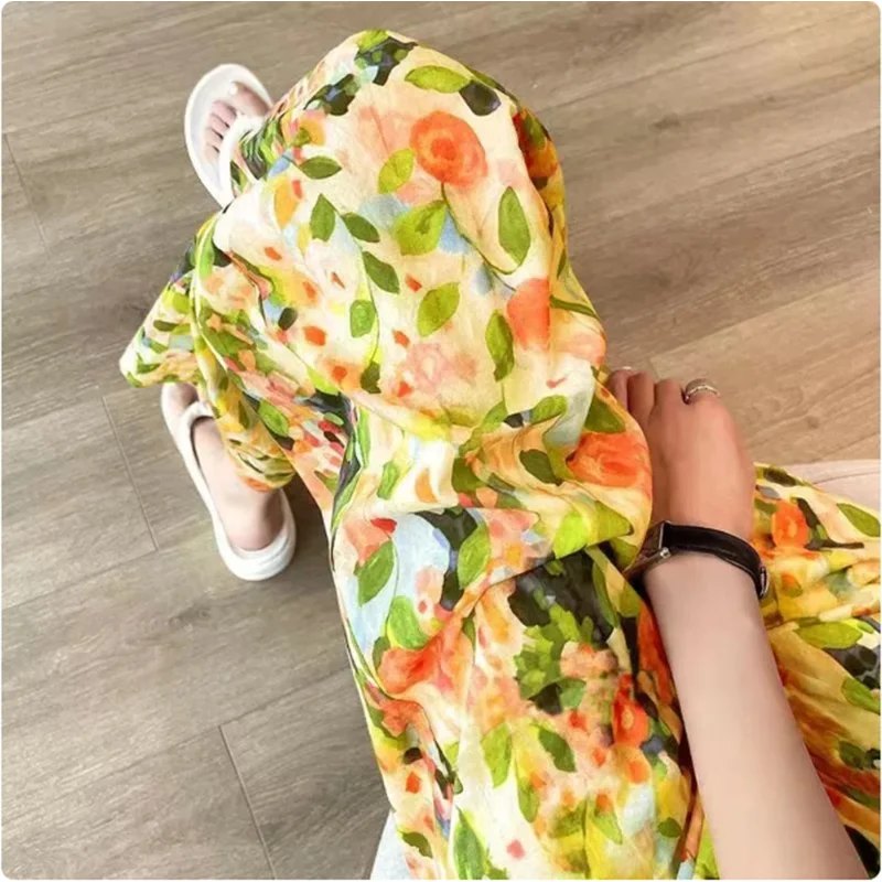 Women New Summer Pants Beach Vacation Wide Leg Pants Multi Color Printed Trends Pants