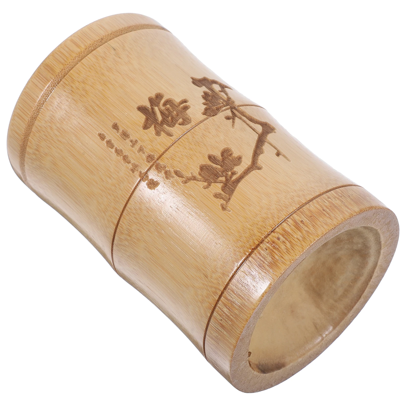 Bamboo Wood Pen Holder 13cm Tall 8-10cm Diameter Chinese Style Desk Organizer Vintage Pencil Cup Makeup Brush Container Office