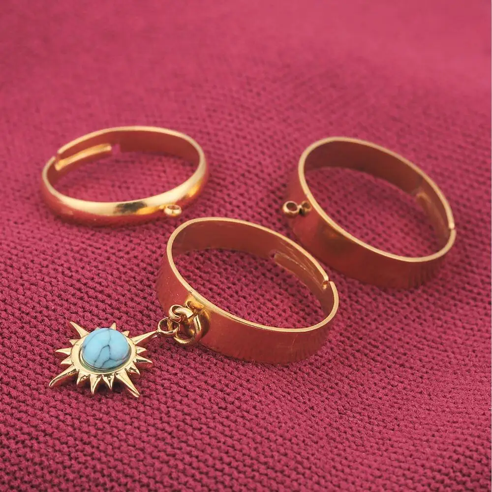 5 teile/los Edelstahl Einstellbar Leere Ring Mit Löcher Für DIY Schmuck, Der Einstellung Zubehör Charms Materialien Handwerk – Detail 4