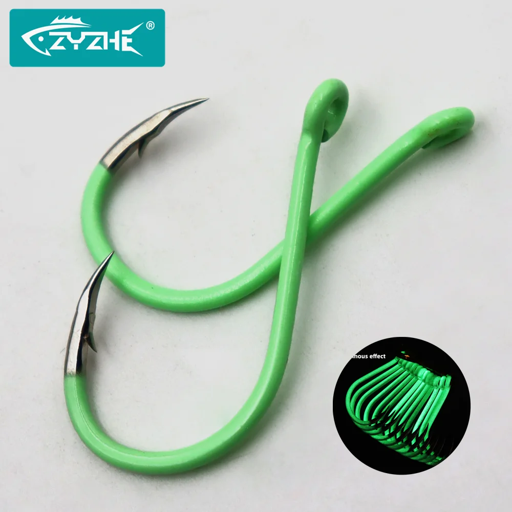 Anzuelos Luminosos ZYZHE Chinu, 12/24 Piezas/Caja, Anzuelos CHINU de Acero con Alto Contenido de Carbono, Anzuelos Fluorescentes para Pesca Nocturna, Anzuelos para Carpas