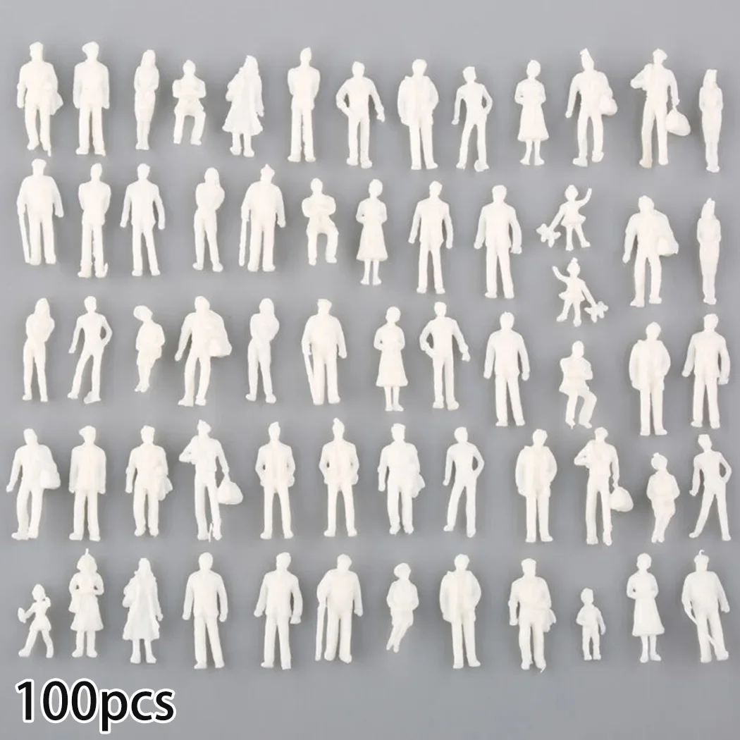 50/100Pcs 1:75 Scale 25mm Model Miniature White Figures Human Architectural Model Able Model Making Outdoor Land Scene Decor