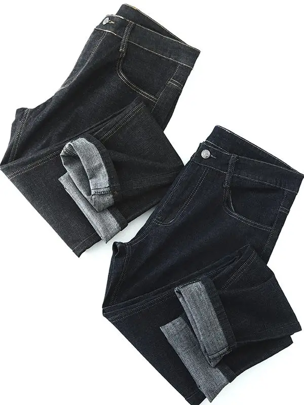 

Удобные прямые повседневные джинсы для мужчин, осенняя новинка, эластичный пояс, водоотталкивающие, для офиса, длинные брюки, молодежный размер