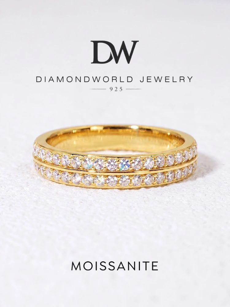 925 Sterling Silber Echter Einfacher Doppel-Moissanit-Diamant mit Zertifikat Ringe für Frauen Jubiläum Alltag Party Edler Schmuck – Detail 1