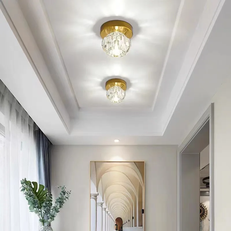 

Nordic ceiling hallway lights, corridor foyer simple balcony lights, modern creative home light luxury crystal lighting fixtures