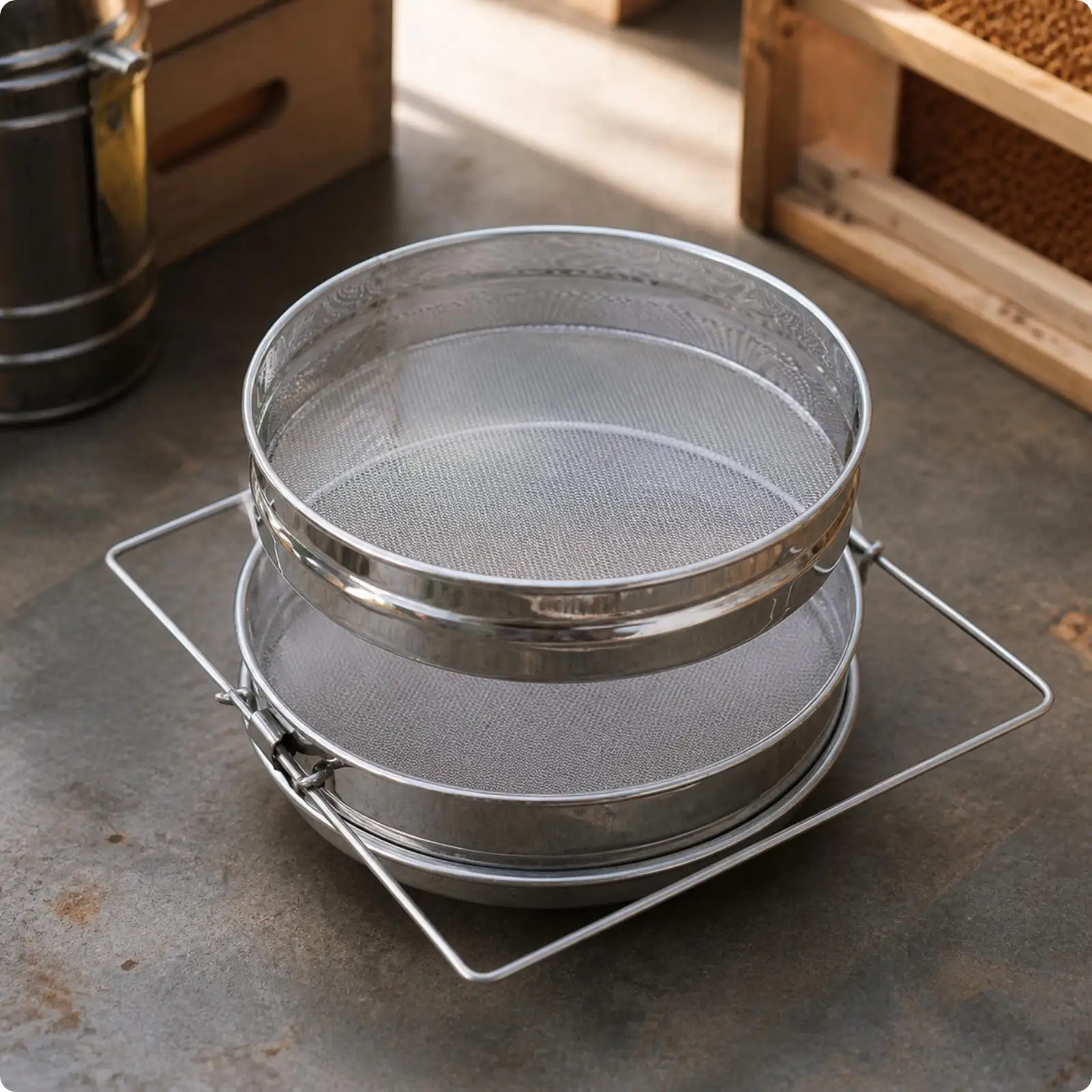 Stainless Steel Honey Sieve Funnel Double Sided Strainer for Filtering Honeycomb Bits in Kitchen