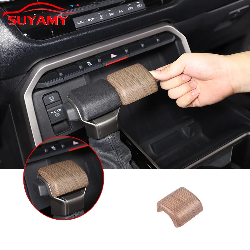 

ABS Pear Wood Grain Car Gear Head Shift Knob Protection Trim Cover For 2022-2023 Toyota Tundra/Sequoia Auto Interior Accessories