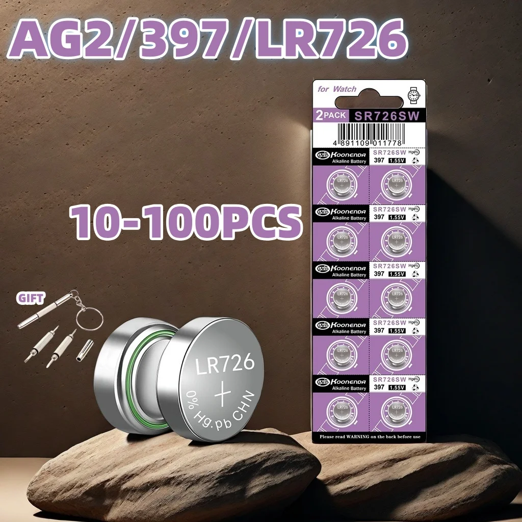 10-100PCS 1.55V AG2 Alkaline Button Battery LR726 397 396A SR726 SR726SW LR59 SR59 396 Button Battery For Watch Toys Remote Cell