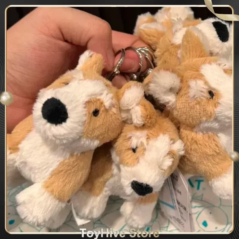 Jellycat UK Zabawny, uroczy pluszowy breloczek do kluczy w kształcie szczeniaka corgi, zawieszka do torby, prezent na urodziny, Boże Narodzenie, dostępny od ręki.