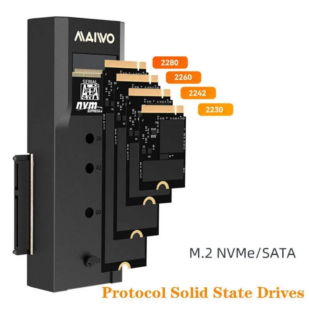 MAIWO 10gbps Type-C Dual-Bay M.2 SSD Case NVMe SATA Dual Protocol M2 Enclosure Docking Station 2.5 \