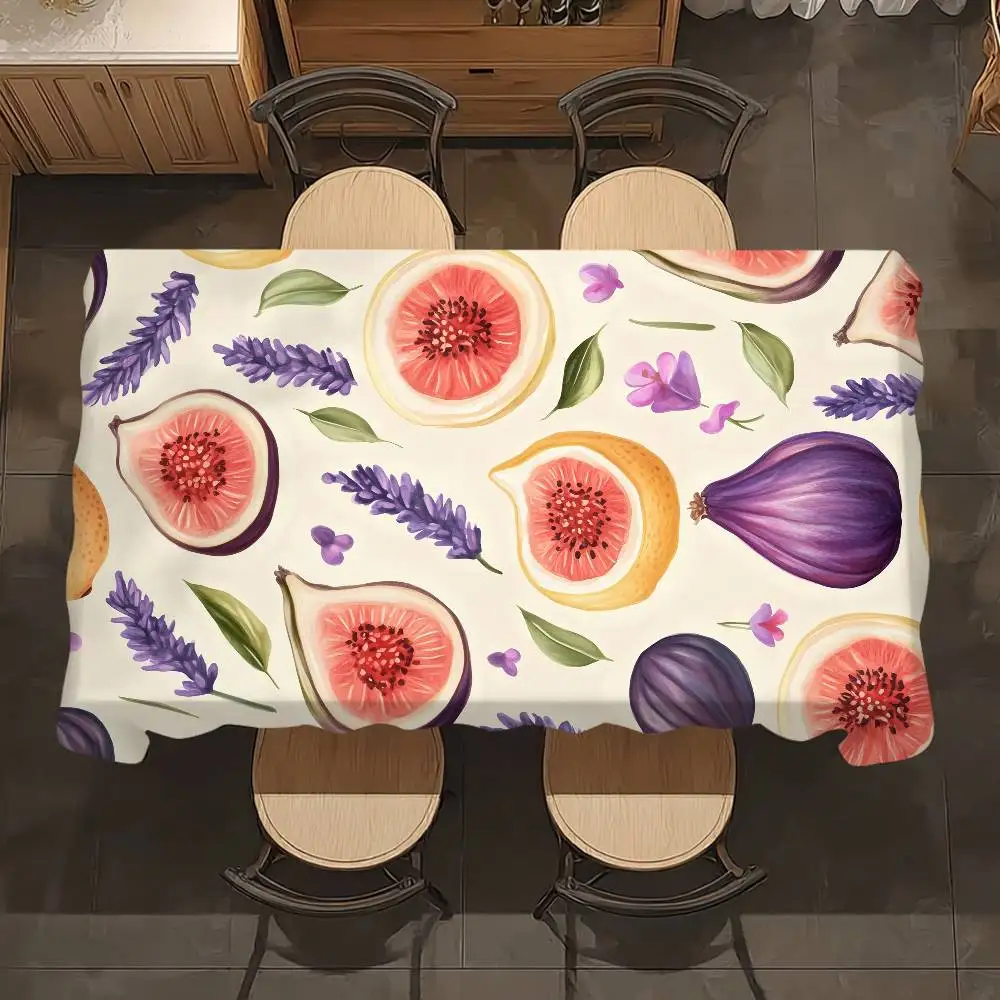 Super Sweet Fig Fruit Table Cloth Home Party Picnic Dining Room Kitchen Patios Stain-Proof Polyester Table Cloth