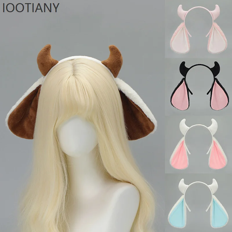 Women's Lolita Plush Sheep Horns Sheep Ears Headband Cute Animal Headdress Cosplay Party Performance Costume Dress Up Props