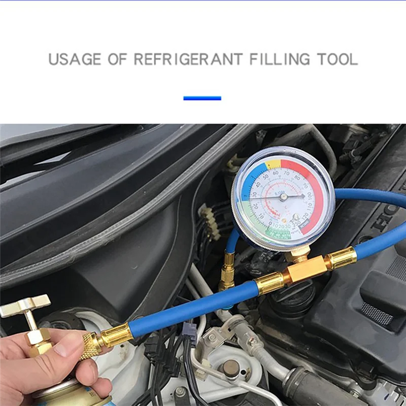 Car Refrigerant Charging Pipe with Measuring Gauge Car Air Conditioner Tools Freon R134 Air Conditioning Recharge Hose